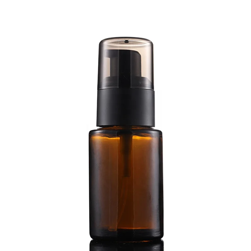 Hot sale flat shoulder amber bottles 30 ml amber glass dropper bottle with white dropper for essence essential oil