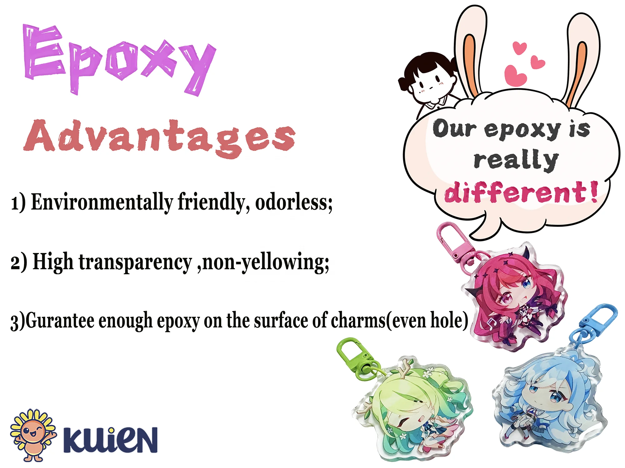 Customize a variety of different flash clear epoxy resin acrylic keychains