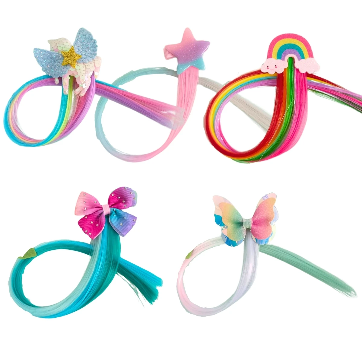 Anxin Cute Style Hair Clip With Extensions Tinsel Glitter Wig Hair Clip Elegant Hairpieces For Girls Party