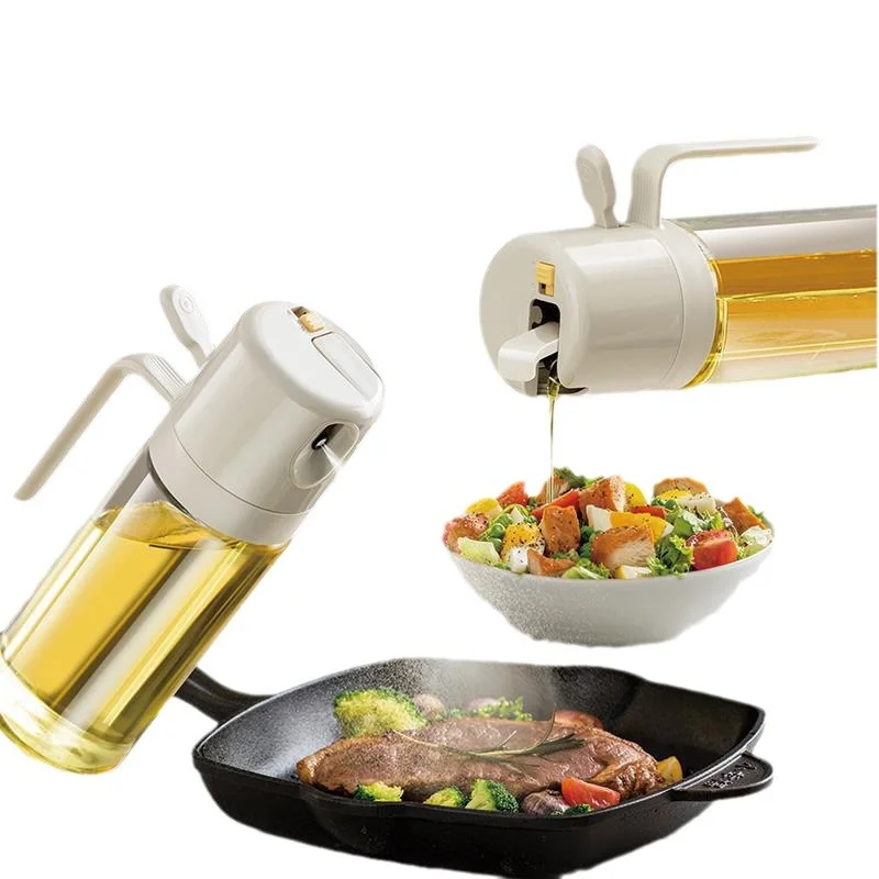 New 550ml Dual-use Pouring And Spraying Oil Bottle Kitchen Cooking Olive Oil Dispenser Camping BBQ Baking Vinegar Soy Sauce