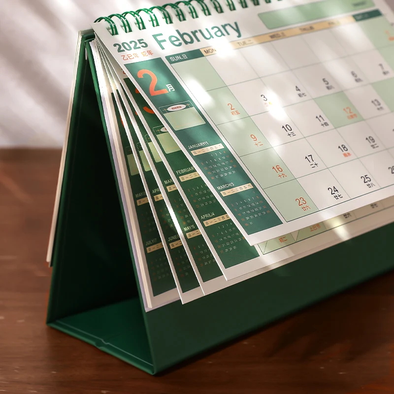 SIMNO 2025 Desk Calendar Sep. 2024 - Dec. 2025 Standing Calendar 16 Months Agenda Planner Coil Binding Calendar with Sticker