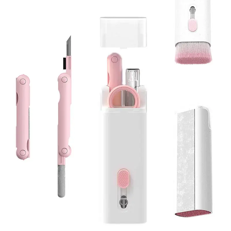 Портативная щетка для очистки экрана от пыли, набор для очистки электроники, 7 в 1, очистка наушников, ручка для очистки клавиатуры