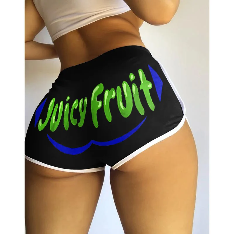 
2021 new style women summer shorts brand printed women booty shorts spandex girl shorts 