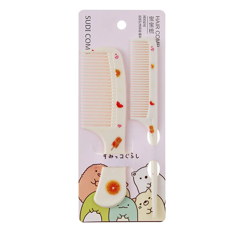 Cartoon 2Pcs/Set Child Girls Hair Styling Combs Set Cute Strawberry Pattern Print Kids Hair Brush Comb Wholesale