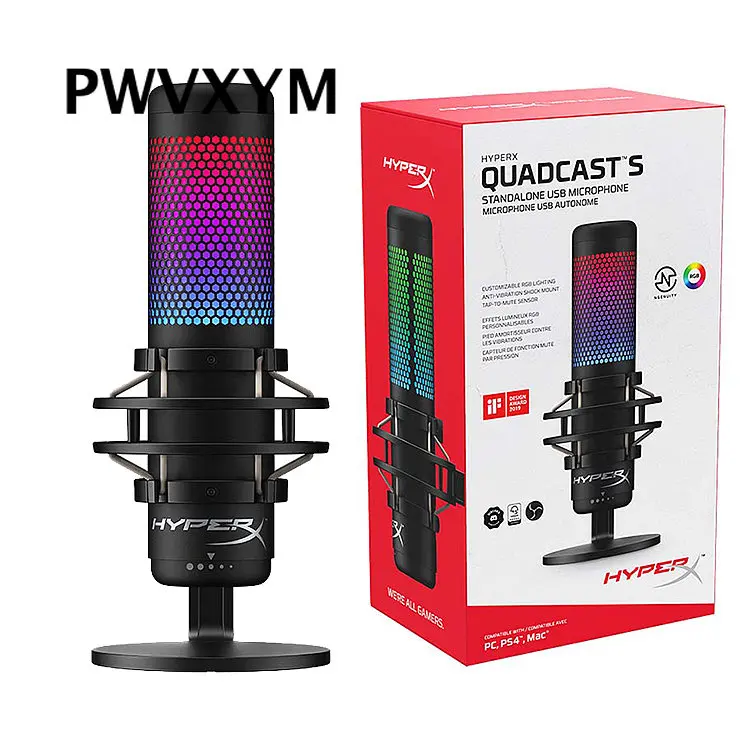 Kingston HyperX Quadcast s podcast usb studio microphones RGB gaming wireless microphone