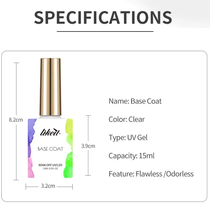 Likeit Free Samples Soak Off Base Uv Gel Varnish Transparent Nail Art Base And Top Coat Nails Gel Polish
