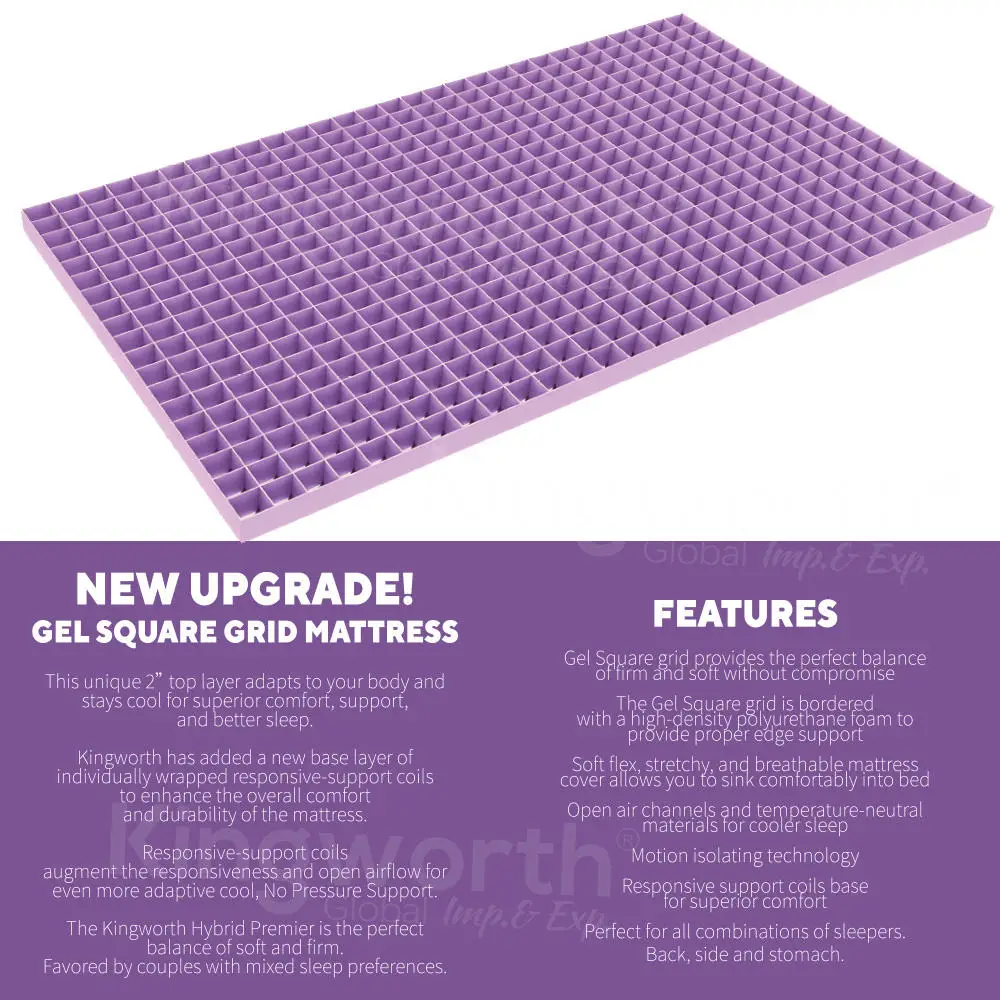 Soft Double Twin Xl Memory Foam Mattress Pads & Toppers King Queen Size Silicone Tpe Purple Gel Grid Bed Cooling Mattress Topper