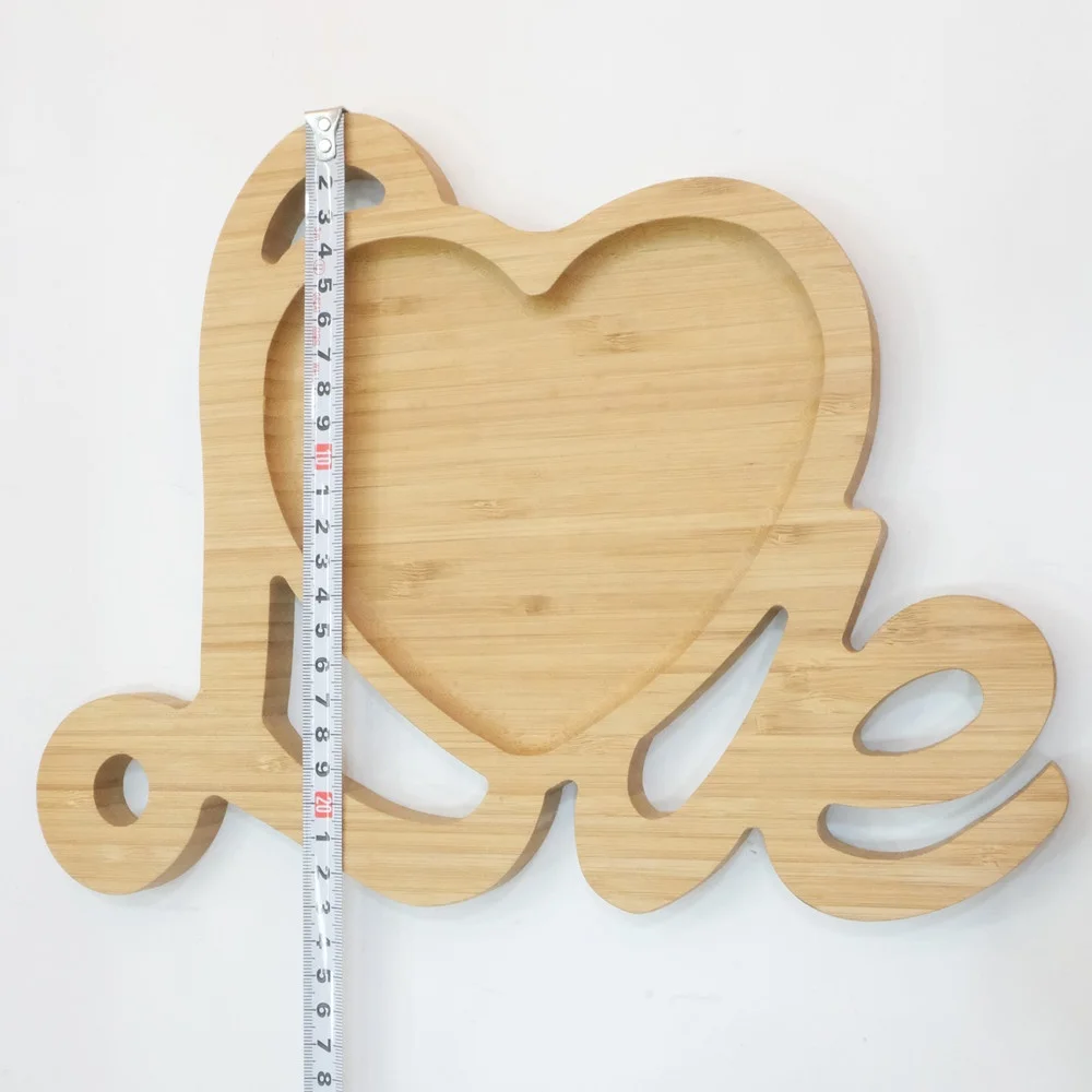 Bamboo wooden Serving Tray heart shape wedding decoration lover shape Plate Valentine Day love gift tray
