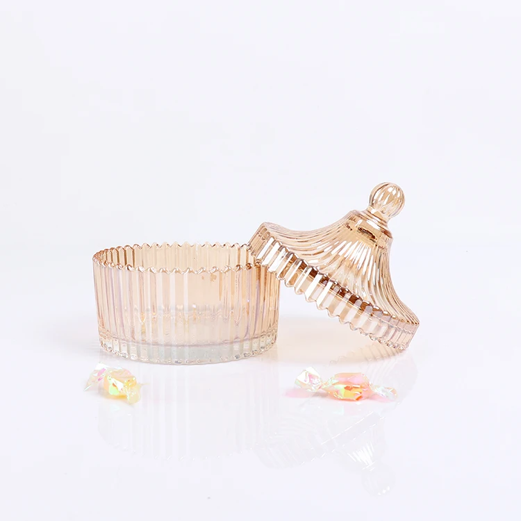 BOYE ароматерапевтические янтарные радужные стеклянные банки для свечей Пустые контейнеры для свечей со стеклянными крышками оптовая продажа