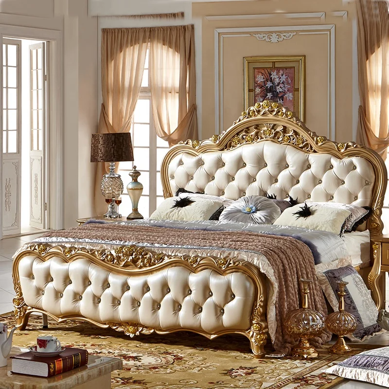 Французская Роскошная простая современная кровать для хранения из массива дерева