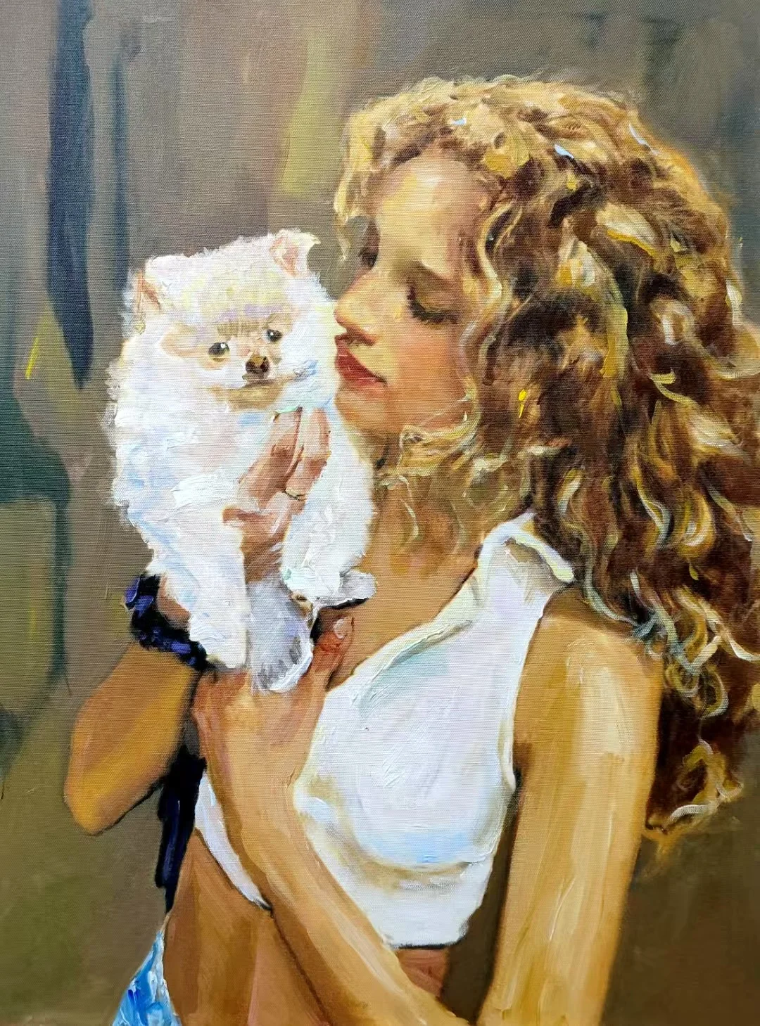 Картины маслом на холсте ручной работы музейное качество 100% в импрессионистском стиле портреты девочек домашние животные настенное искусство с рамкой домашний