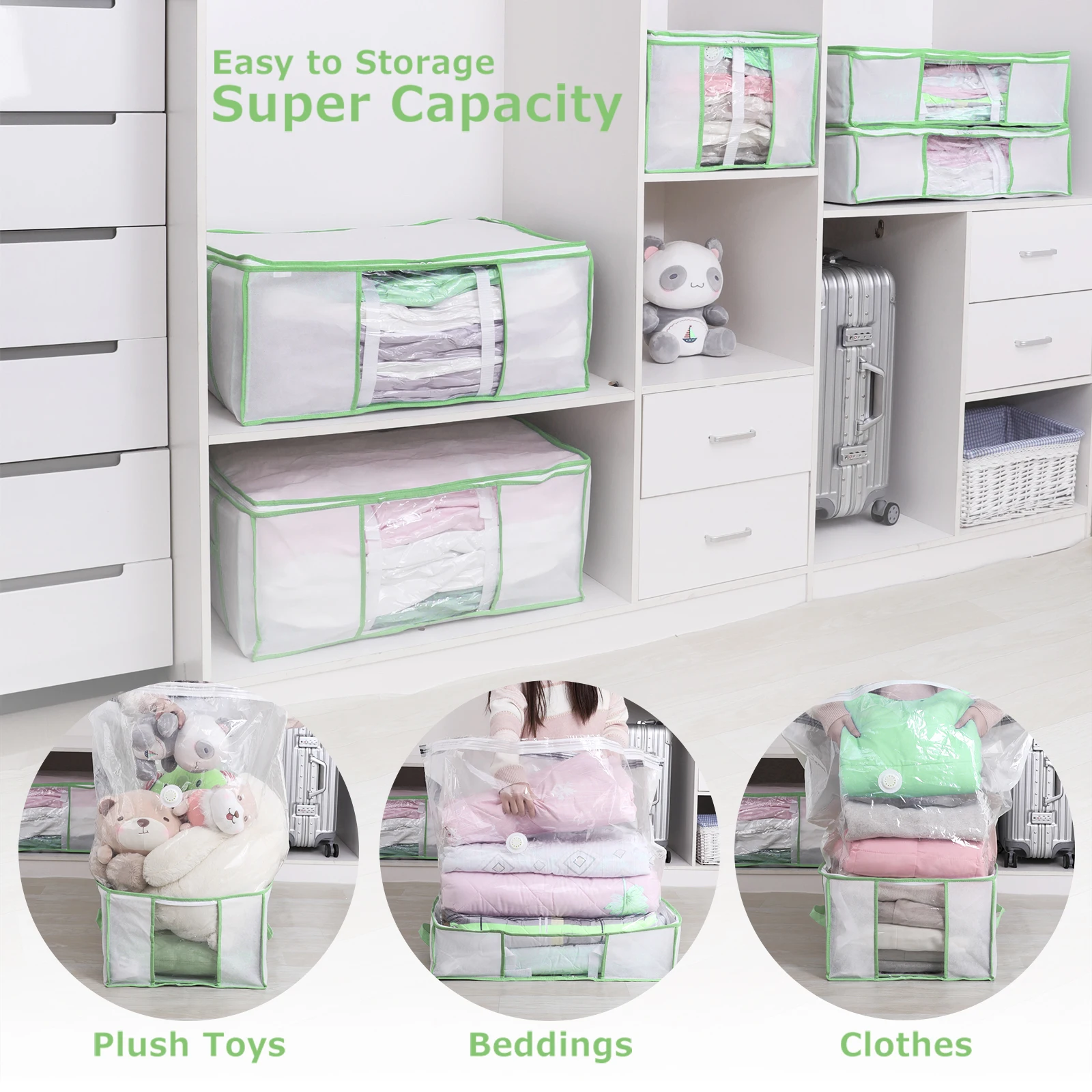 
Taili Oxford Fabric Large Capacity Quilts Vacuum Storage Bag Combination Bedding Clothing Organizer Space Saver Storage Box Bin 
