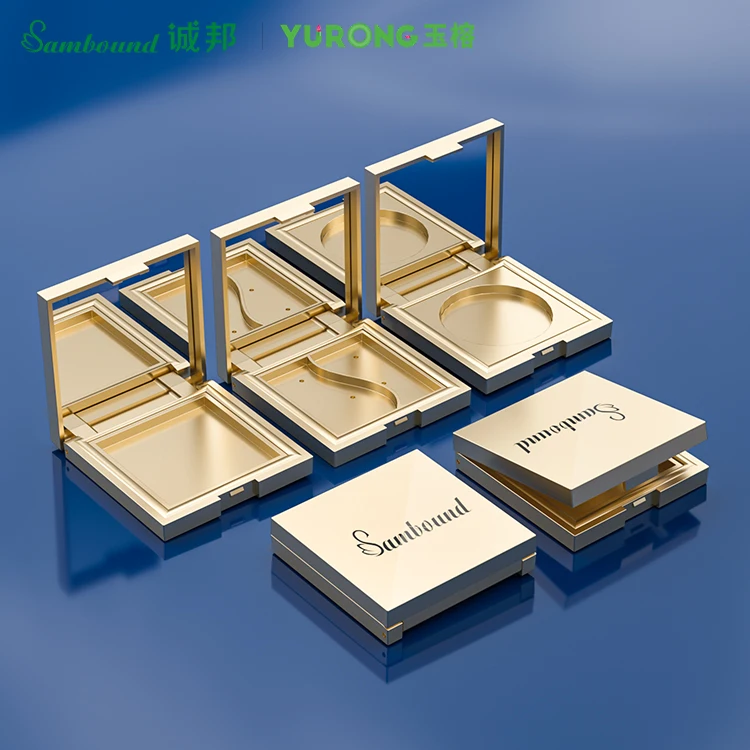 Custom Square Empty Private Label Gold Eyeshadow Palette Make-up Container