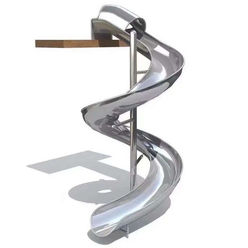 Easy To Clean Outdoor Pool Slide Large Park Playground Slide Kids Amus Children Spiral Tube Playground Stainless Steel  Slide