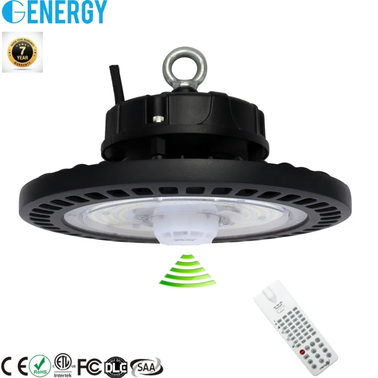 UFO LED High Bay Light 200W 28,000lm 5000K Shop Light with ETL Listed for Commercial Bay Lighting With Microwave Sensor