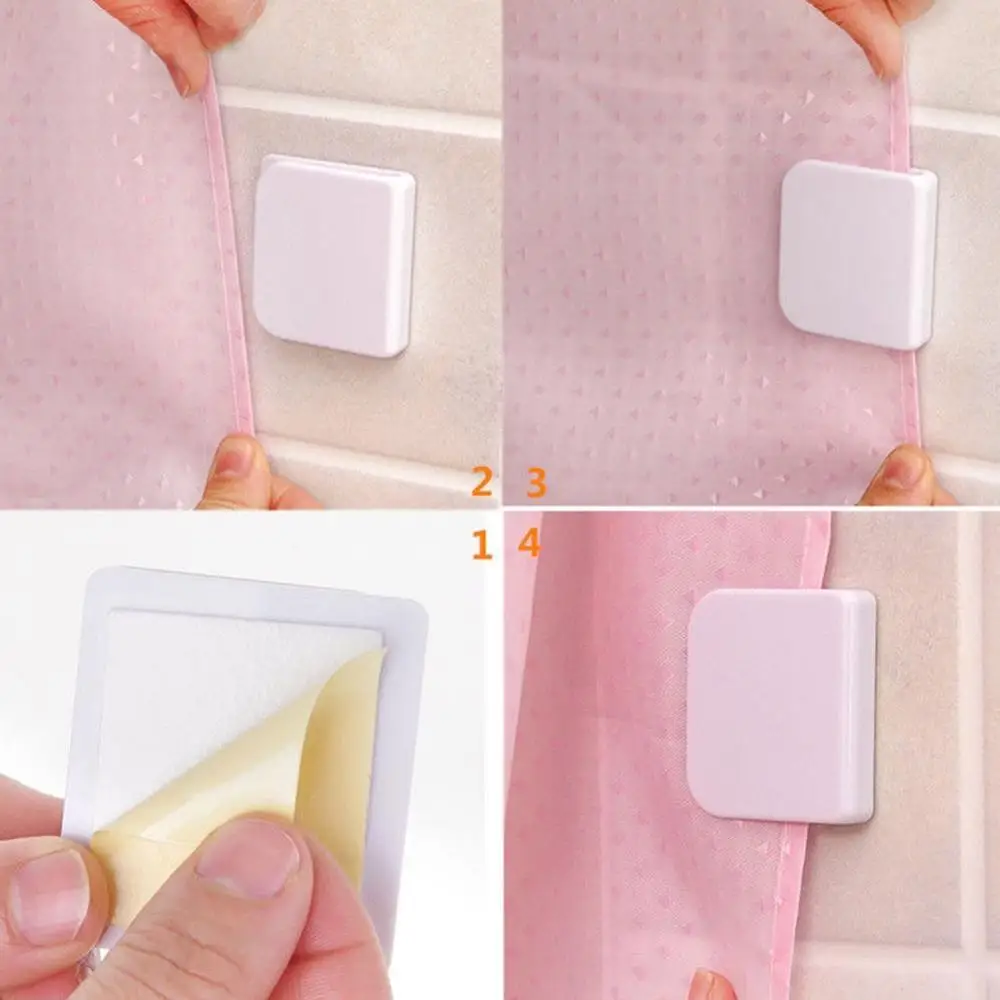 U Shape Fixed Clip Household Bathroom2 PCS Adhesive Fixation Shower Curtain Clamps