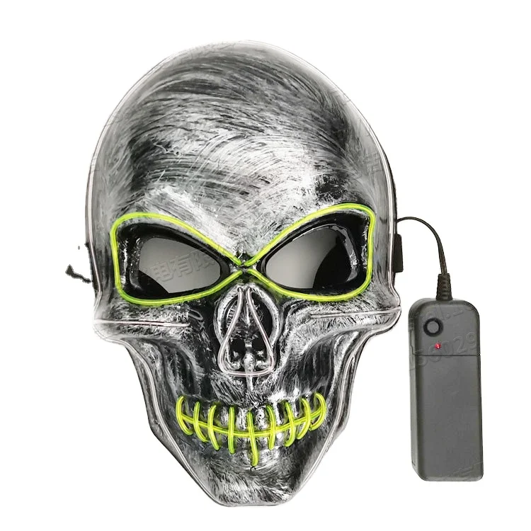 
Neon Light EL Wire Mask LED Street Beast Masks Halloween Terrified Light Up EL Wire Cosplay Mask for Adult 