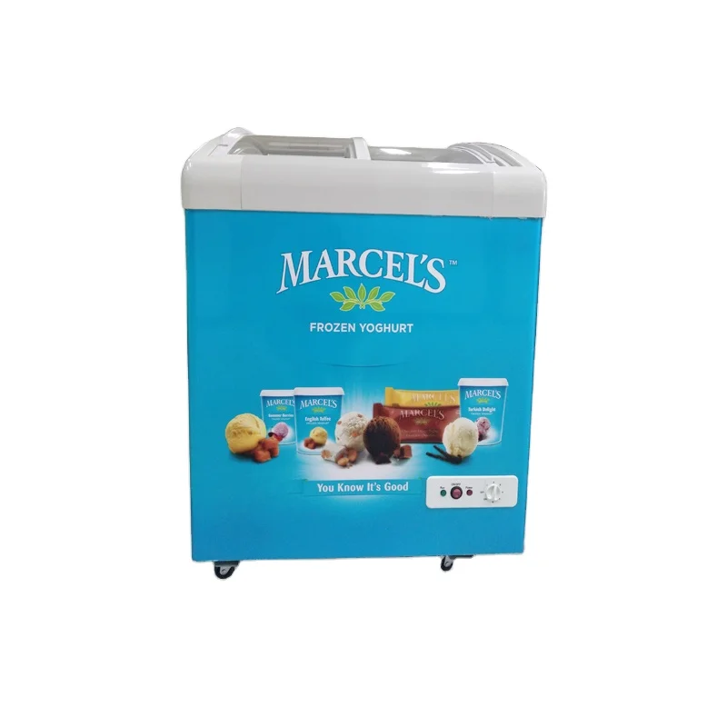 158L Capacity Ice-cream Freezer Sliding Doors Deep Commercial Chest Freezer Refrigerator