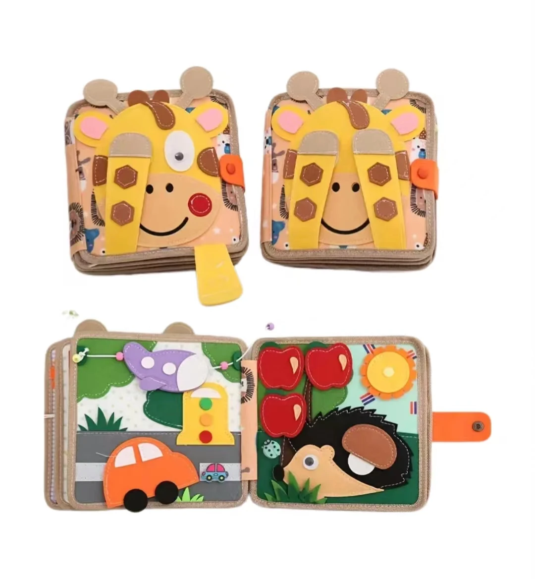 Giraffe Shaped Busy Board Preschool Sensory Educational Books For Girls And Boys Kids About Airplane And Car Travel