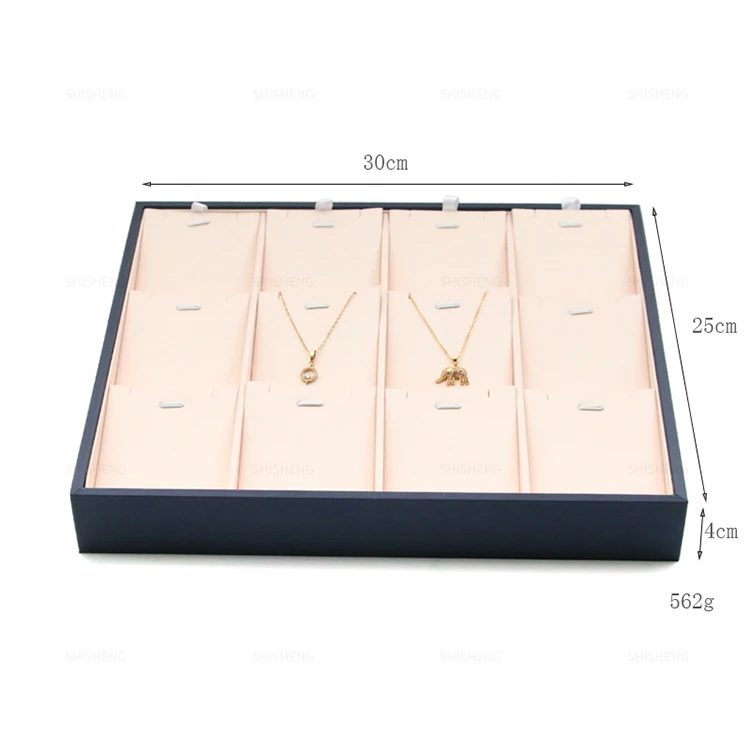 SHI SHENG Wholesale Custom Ring Pendant Necklace Jewellery Packaging Trays Pu Leather Stackable Jewelry Display Tray