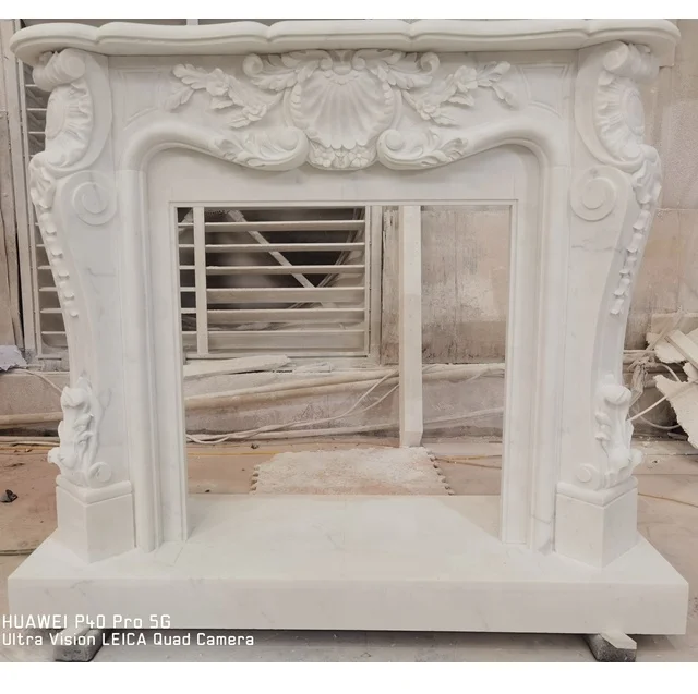 Calacatta White Statuario White Marble Fireplace Factory Price Limestone Fireplace Manufacturer