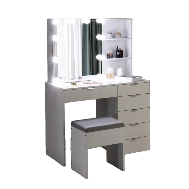 Latest Design Supplier Sliding Shelf Style Study Dressing Suspended Stylish Vanity Modern Makeup Table Dresser With Mirror