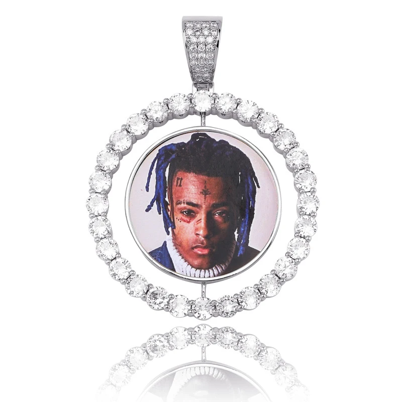 
Custom Photo pendant Memory Medallions picture Necklace Tennis Chain Hip Hop Jewelry Personalized Cubic Zircon Chains 