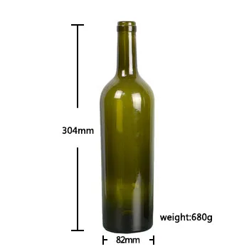 Good quality 750ml red glass wine bottles  standard wine bottle dimensions wholesale