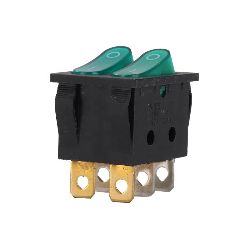 PINYI Custom 28*38mm 4 pin 15A 250V Embedded KCD9 rocker switch  with led light  for heater electric oven