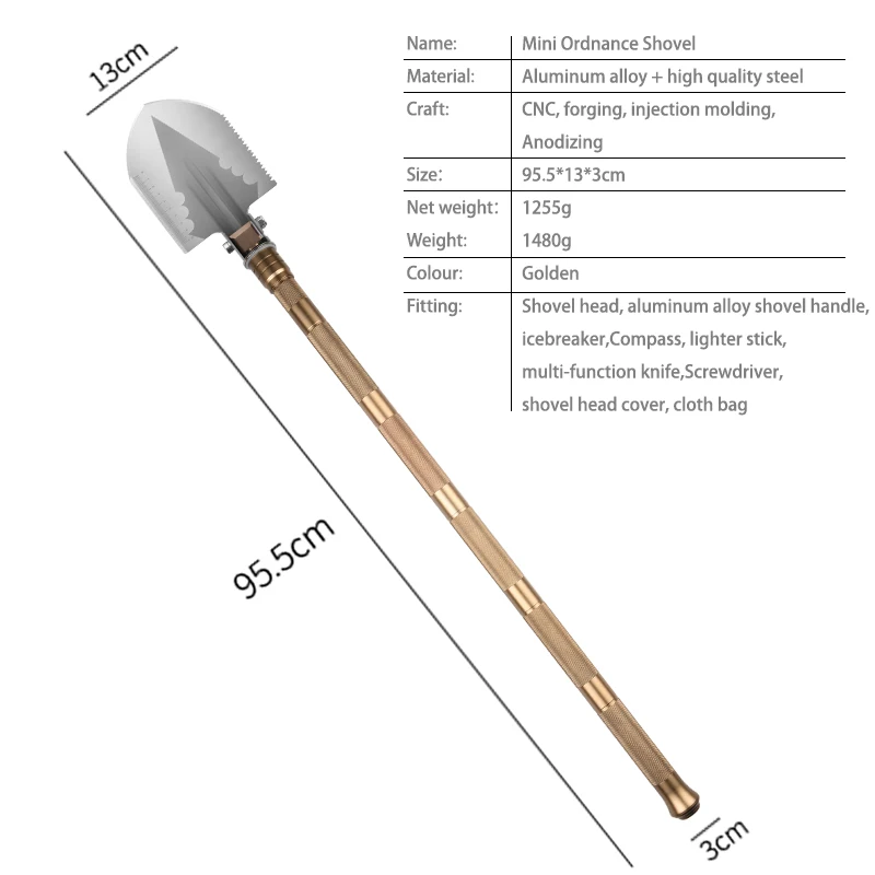 Custom High Quality  Style Detachable Folding Multi Functional Camping Hiking Survival Shovel