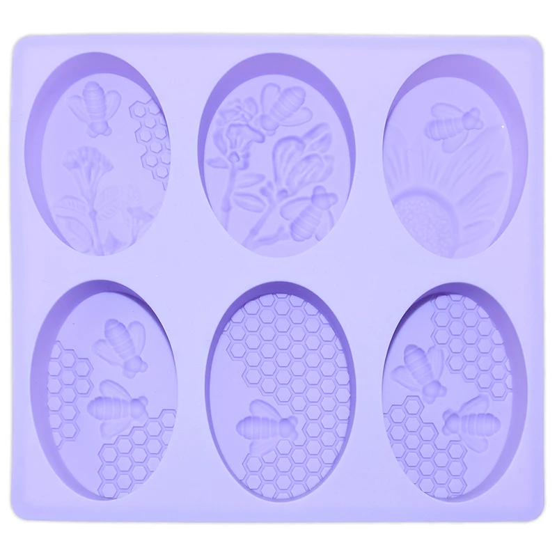 BPA Free Homemade 6 Cavities Silicone Soap Molds For Soap Making Easy Release Bee Silicone 3D Soap Molds