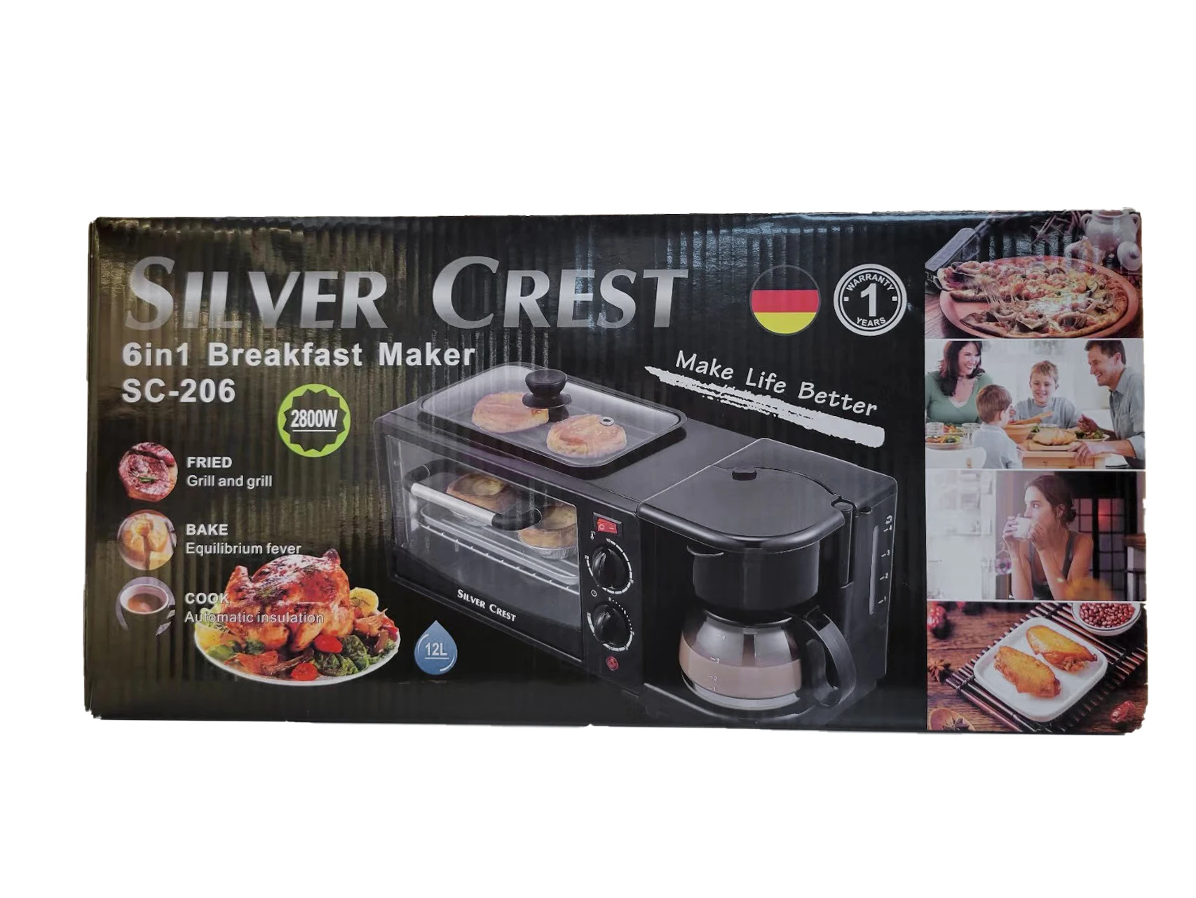 Coffee Maker Sandwich Maker Breakfast Hub and Griddle Pan 3 in 1 Electric Aluminum Horno Ce OEM Preparadora De Desayuno 3 En 1