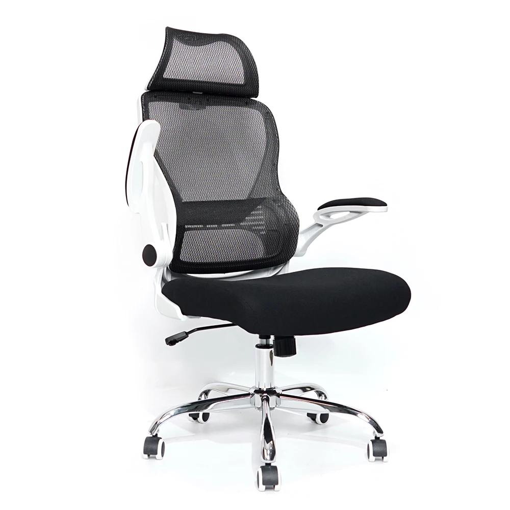Kabel White Frame Black Mesh Flip Up Armrest Wholesale Luxury Designer Ergonomic Office Chair