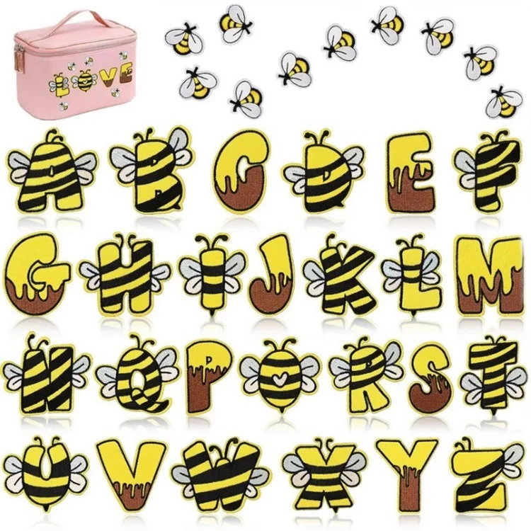 Lovely Animal Bee Patch Design Embroidery Iron on Letter Patches for Bag Clothing Hat
