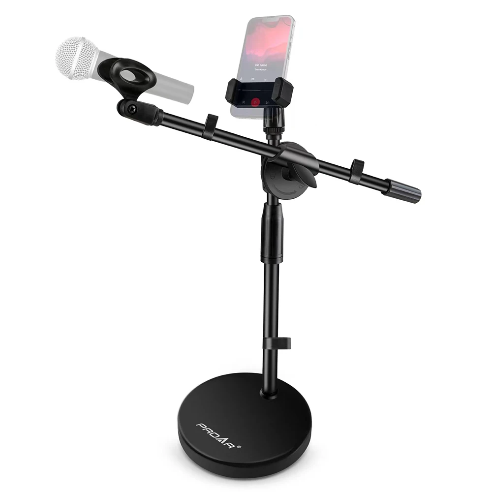 PROAR Z01 Adjustable Desktop Microphone Stand with Boom Arm Mic Clip Phone Holder