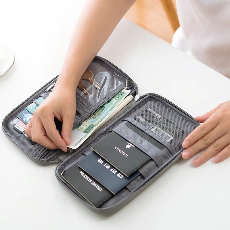 Factory customized high quality portable travel passport holder bag card bag