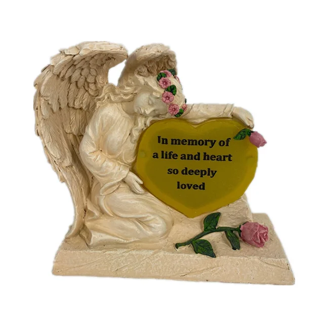 Angel Holding Heart solar garden decoration Powered Memorial Decoration