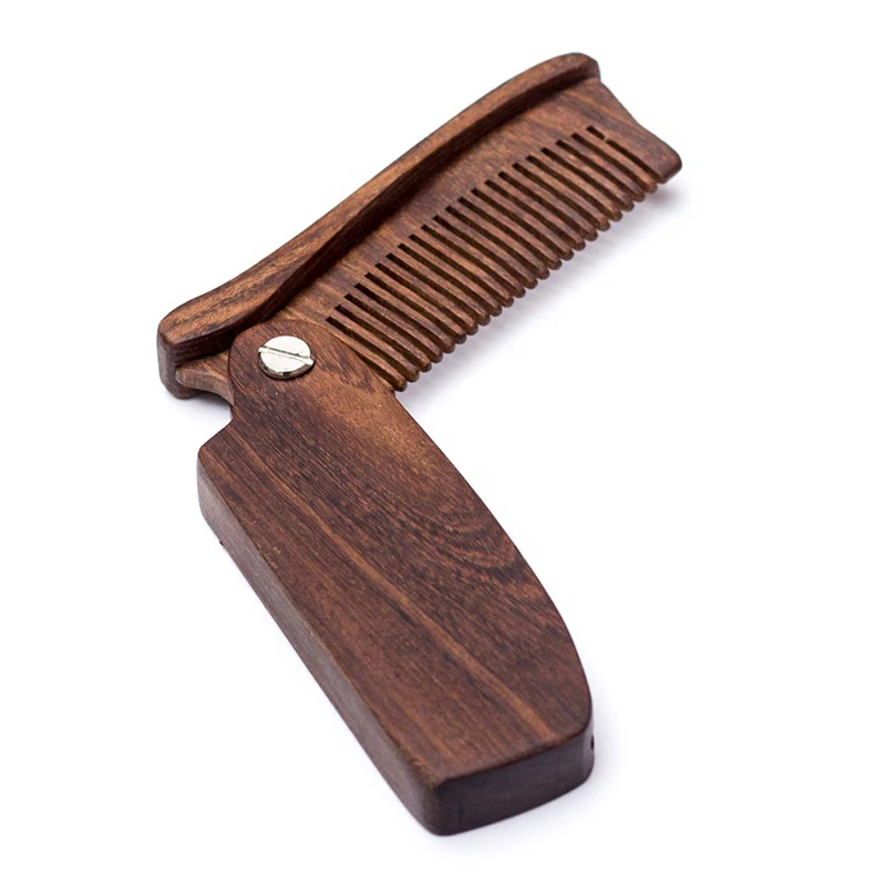 Wooden comb Natural Red Sandalwood Folding Beard Comb Durable Pocket Comb for Men