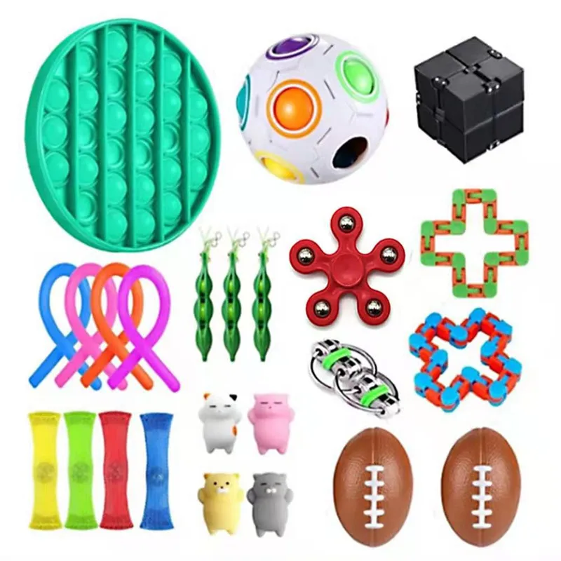 
Amazon Hot sell Fidget Sensory Toys Set Fidget Toy Set for kids Squeeze Balls Slime Stretchy String Squeeze 
