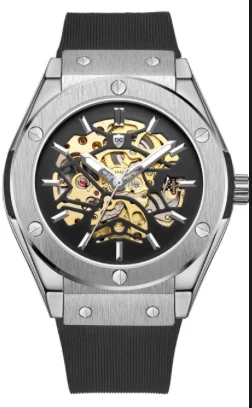 Popular Brand Forsining 389 Men Vintage Luxury Silicone Belt Self-winding Full Automatic Mechanical Skeleton Wrist Watches