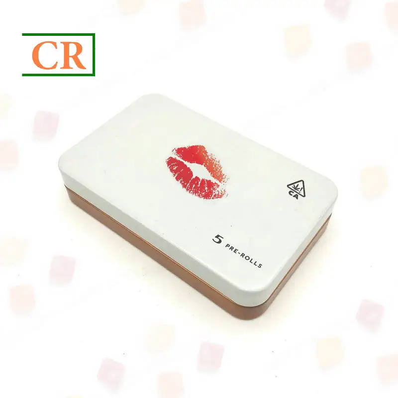 
Airtight and Sealed Rectangular Hinged Childproof Tin Boxes for Edibles or Prerolls Packaging Directly withour Shrink wrapping 