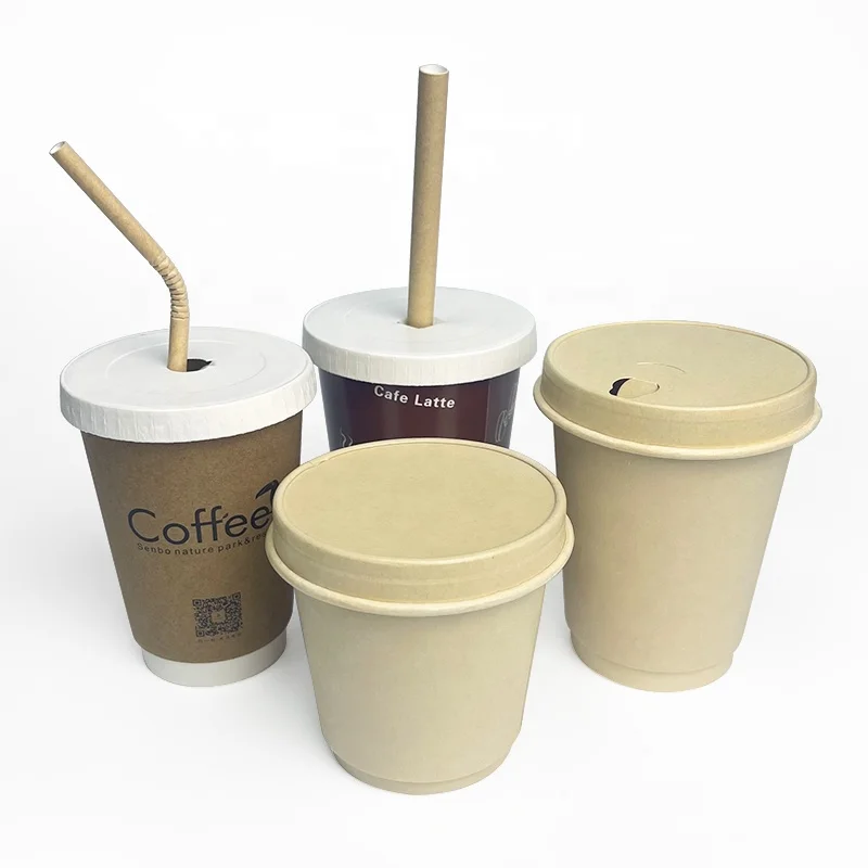 PLA Coated Bagasse Biodegradable Compostable Cup Lids Disposable Leakproof 80mm 90mm Flat Lid Takeout Coffee Cup Paper Cup Lid