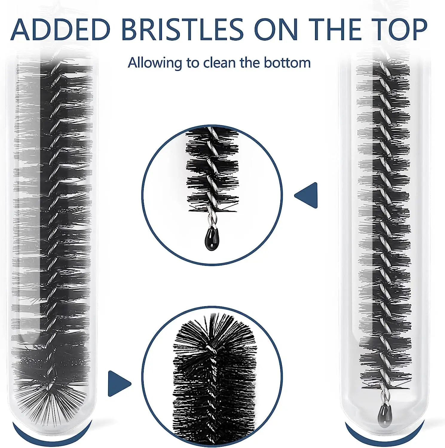 61-Inch Stainless Steel Double-Ended Hose Brush 8.2-Inch Nylon Long CPAP Tube Cleaning Brush Flexible Drain Straw Cleaner Brush