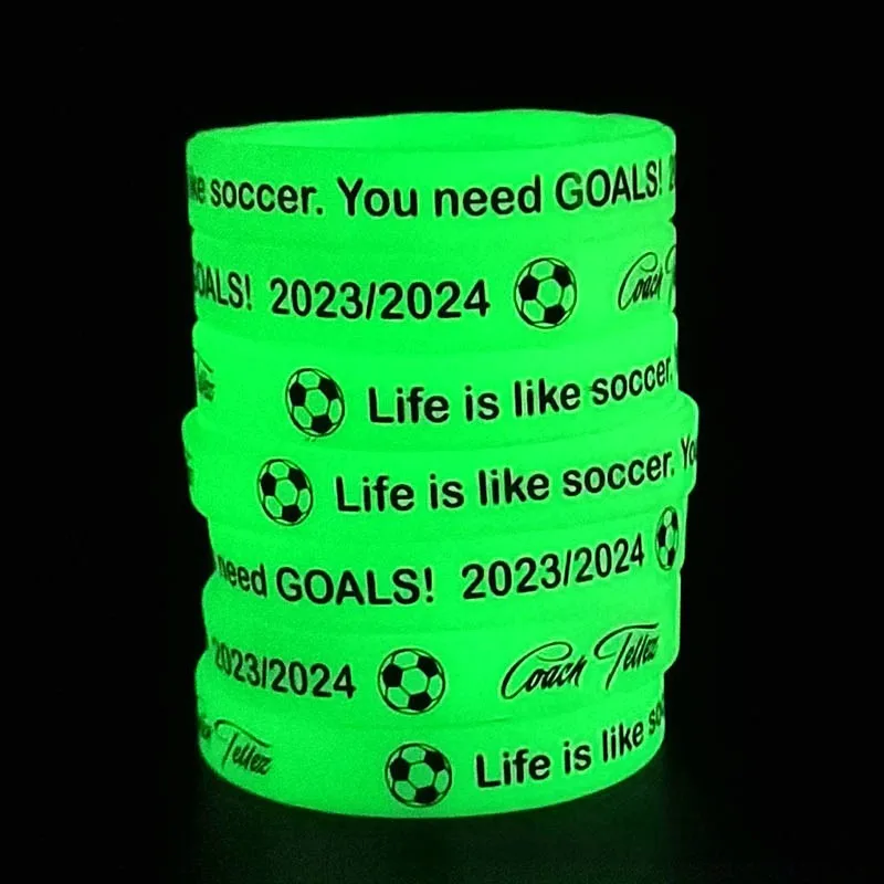 Custom Logo Color Size Glow In Dark Silicone Glowing Bracelet Custom luminous silicone wristband