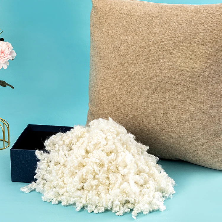 7D*51MM Siliconized recycled pet flakes polyfill stuffing hollow conjugated polyester staple fiber