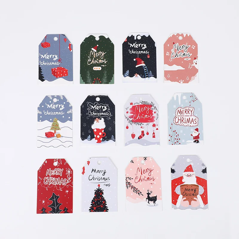 FSC Christmas Greeting Card Factory Custom Print FSC Color Cartoon Merry Christmas Blessing Swing Hangtag Christmas Gift Card