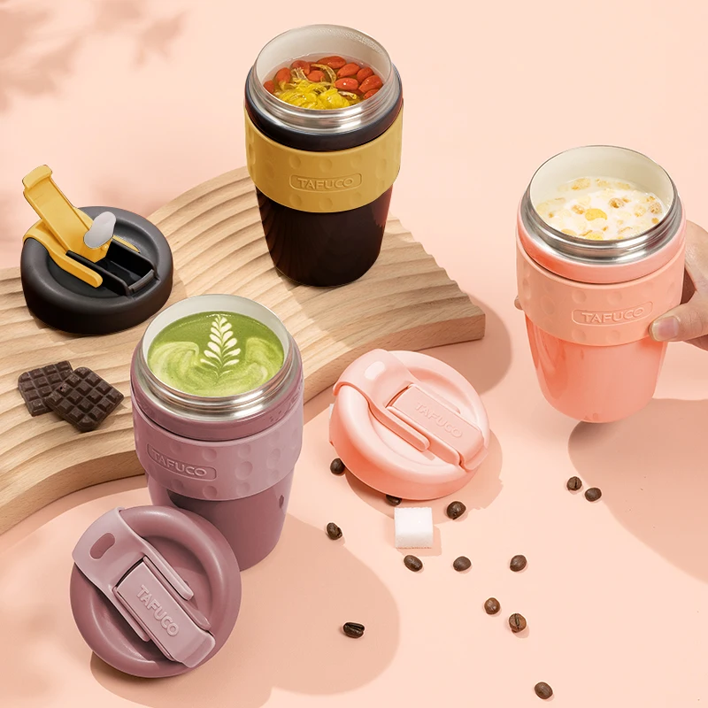 Travel Coffee Mug Insulated Coffee Cups with Dual Lid Stainless Steel Coffee Mugs Spill Proof Double Wall Vacuum Tumblers Reusab