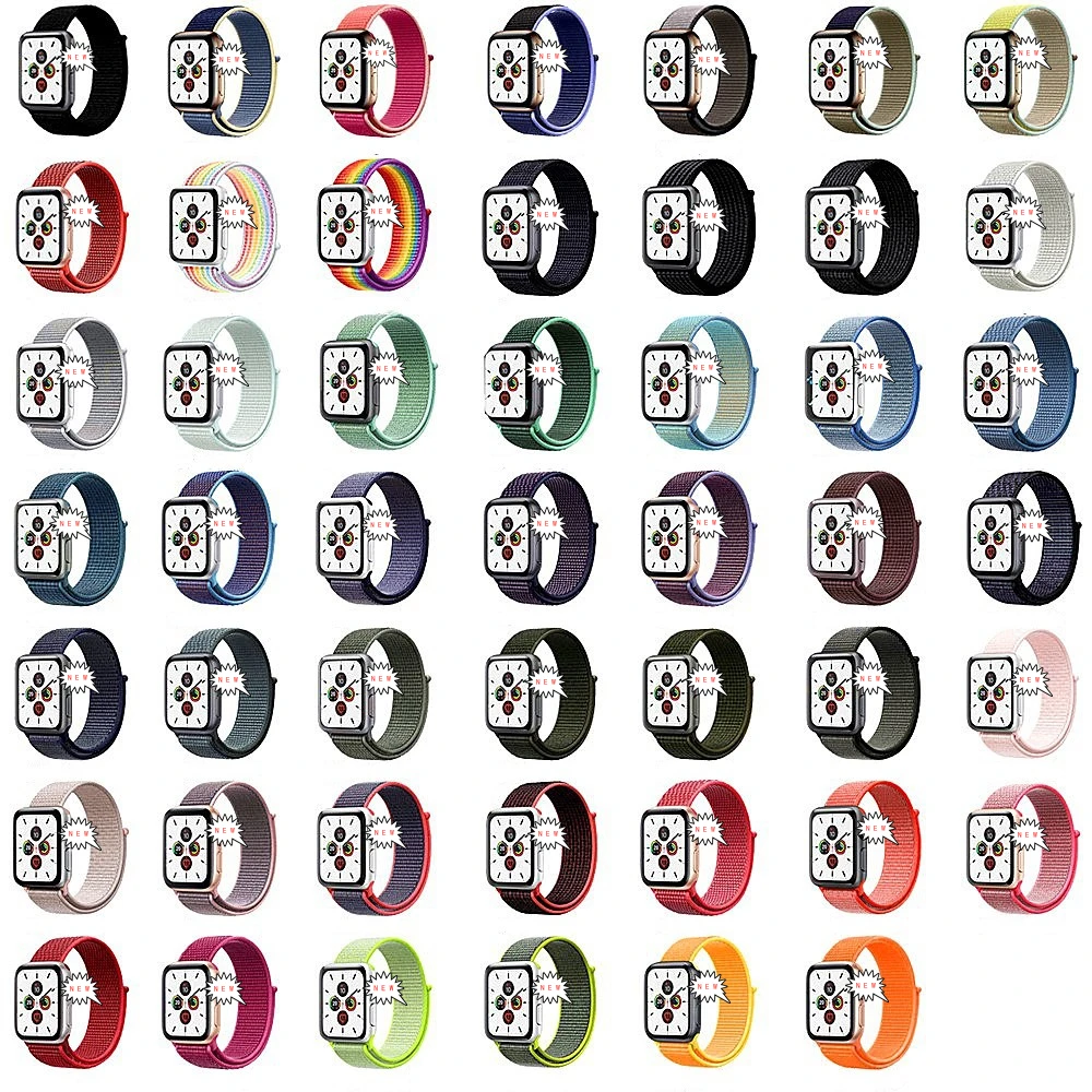  Ремешок нейлоновый для Apple Watch 44 мм 40 42 38 спортивный браслет-петля iWatch Series 6 SE 5 T500 W26 X7