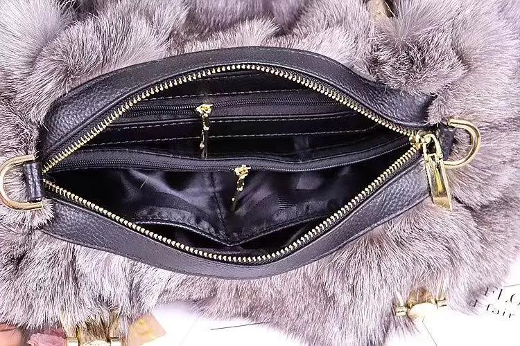 Women elegant fur tote bags new arrival real fox fur handbags luxury fur fashion lady bags with strap