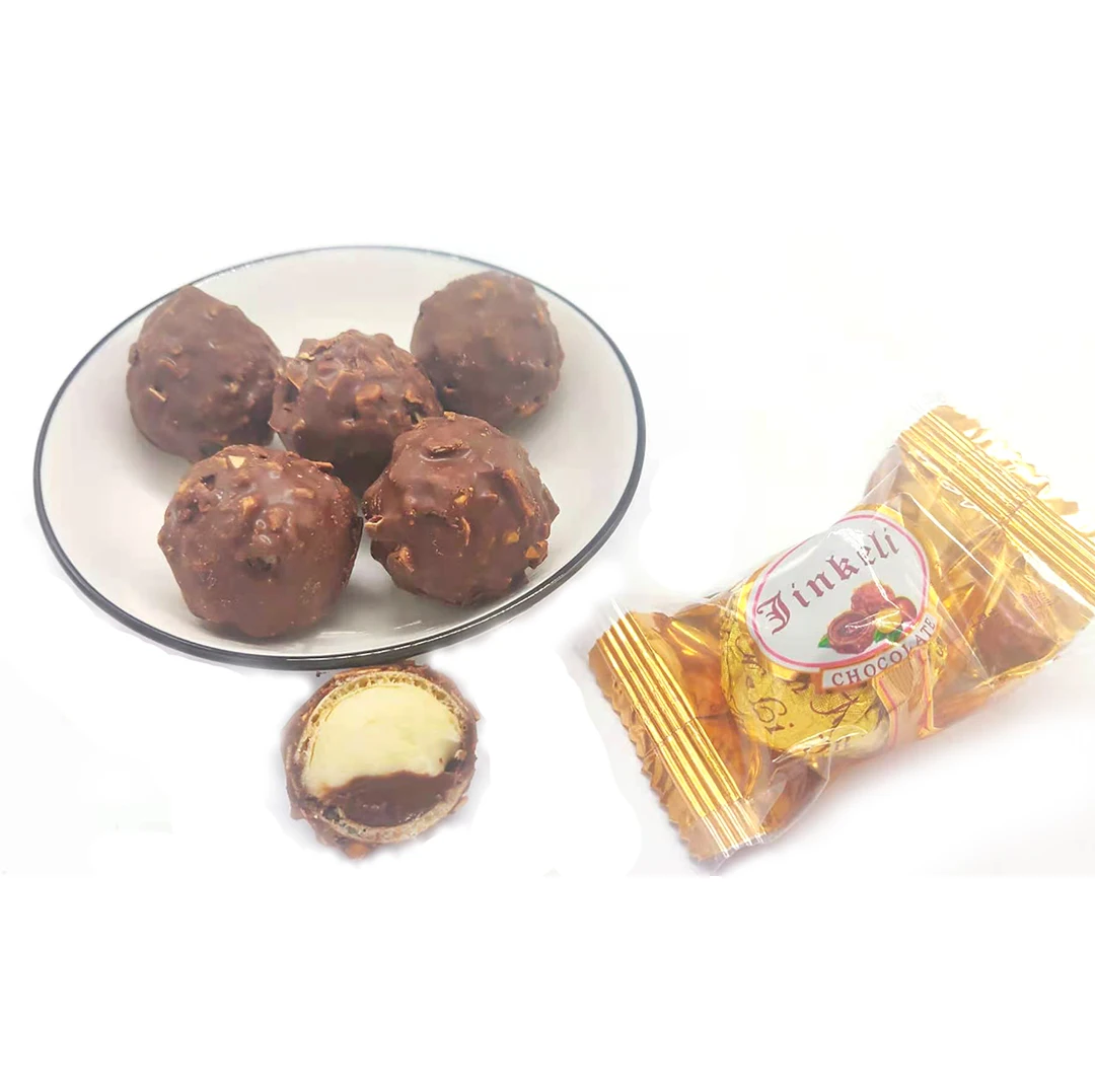 
bulk pack compound wafer ball chocolate with black white cream 